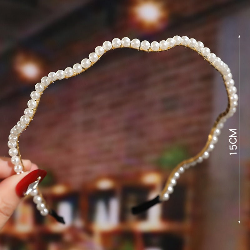 Bride's Hair Accessories Women's Handwoven Knotty Pearl Headband Japanese Korean Headdress Bow Hair Clip Crown Headband