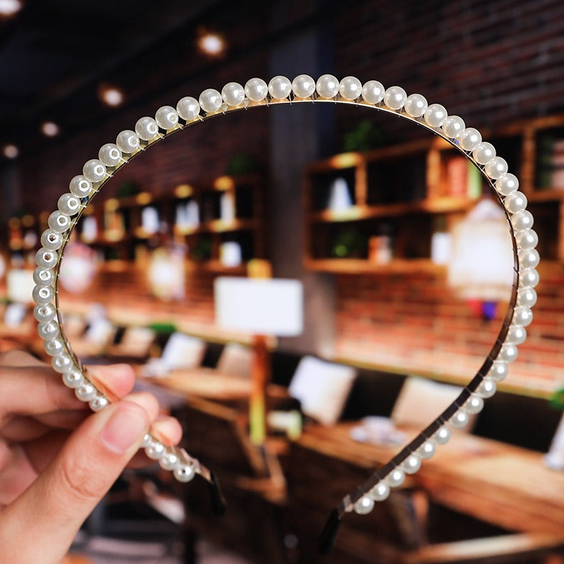 Bride's Hair Accessories Women's Handwoven Knotty Pearl Headband Japanese Korean Headdress Bow Hair Clip Crown Headband