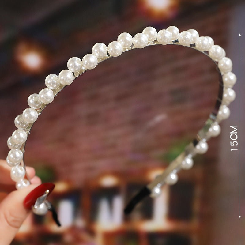 Bride's Hair Accessories Women's Handwoven Knotty Pearl Headband Japanese Korean Headdress Bow Hair Clip Crown Headband