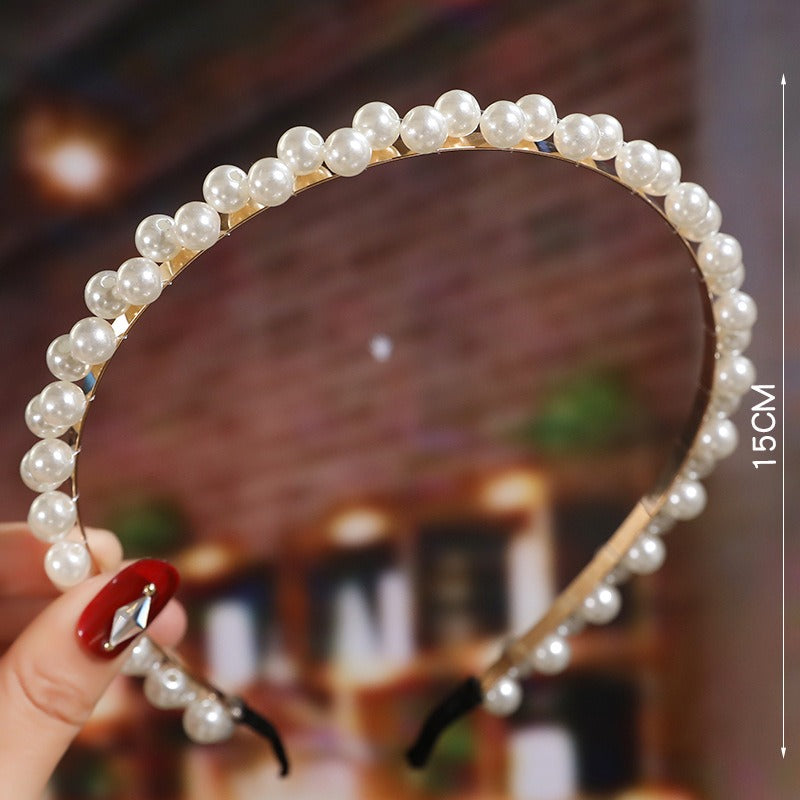 Bride's Hair Accessories Women's Handwoven Knotty Pearl Headband Japanese Korean Headdress Bow Hair Clip Crown Headband