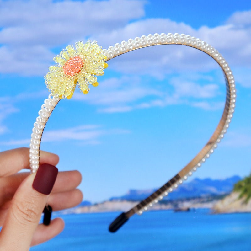 Bride's Hair Accessories Women's Handwoven Knotty Pearl Headband Japanese Korean Headdress Bow Hair Clip Crown Headband