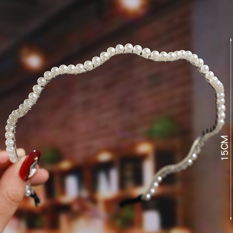Bride's Hair Accessories Women's Handwoven Knotty Pearl Headband Japanese Korean Headdress Bow Hair Clip Crown Headband