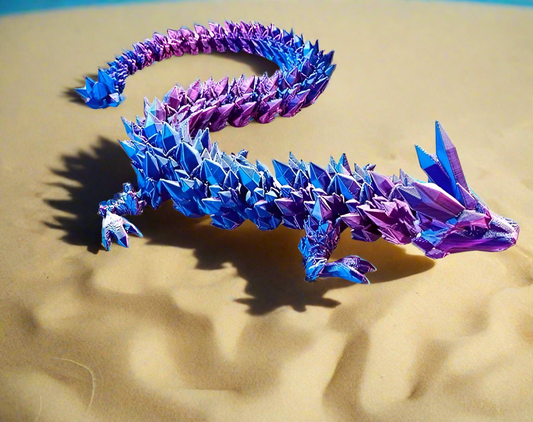 CRYSTAL DRAGON - 12 inch articulated sci-fi animal figure 3dprinted using highest quality and eco friendly materials.