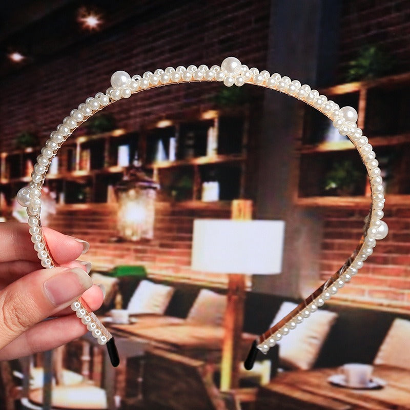 Bride's Hair Accessories Women's Handwoven Knotty Pearl Headband Japanese Korean Headdress Bow Hair Clip Crown Headband