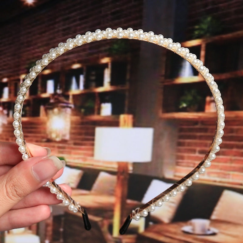 Bride's Hair Accessories Women's Handwoven Knotty Pearl Headband Japanese Korean Headdress Bow Hair Clip Crown Headband