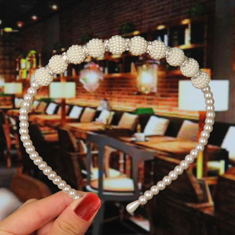 Bride's Hair Accessories Women's Handwoven Knotty Pearl Headband Japanese Korean Headdress Bow Hair Clip Crown Headband