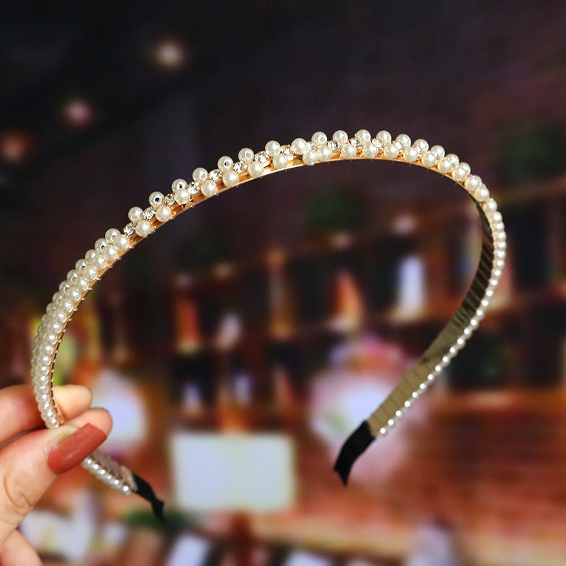 Bride's Hair Accessories Women's Handwoven Knotty Pearl Headband Japanese Korean Headdress Bow Hair Clip Crown Headband