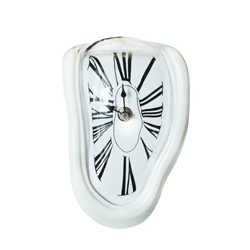 Creative Home Base Twisted Clock Melting Clock Desk Corner Decorative Clock Roman Numeral Clock Retro Wall Clock Time Space Clock