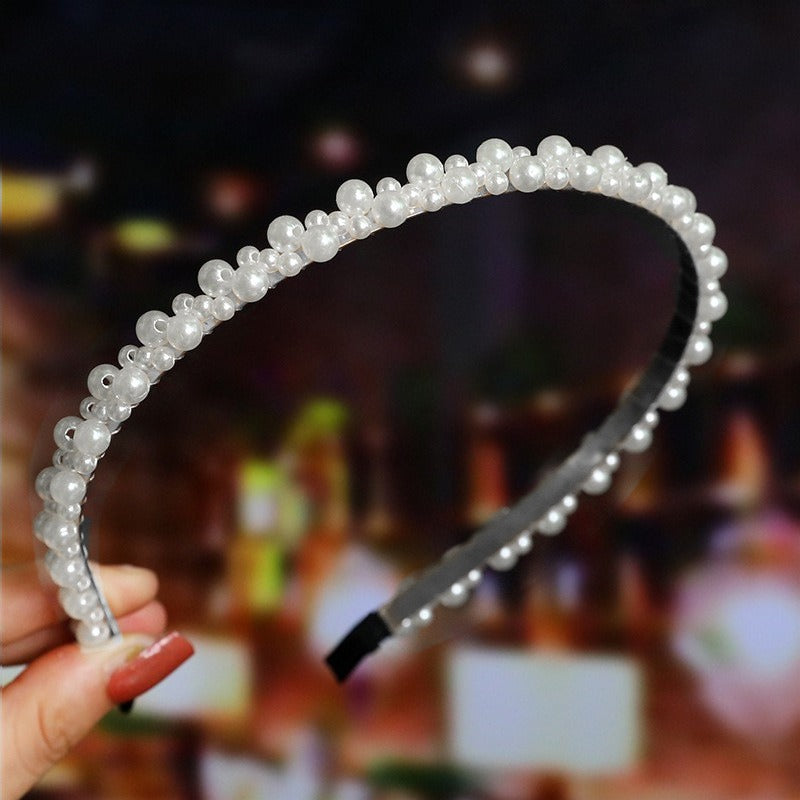 Bride's Hair Accessories Women's Handwoven Knotty Pearl Headband Japanese Korean Headdress Bow Hair Clip Crown Headband