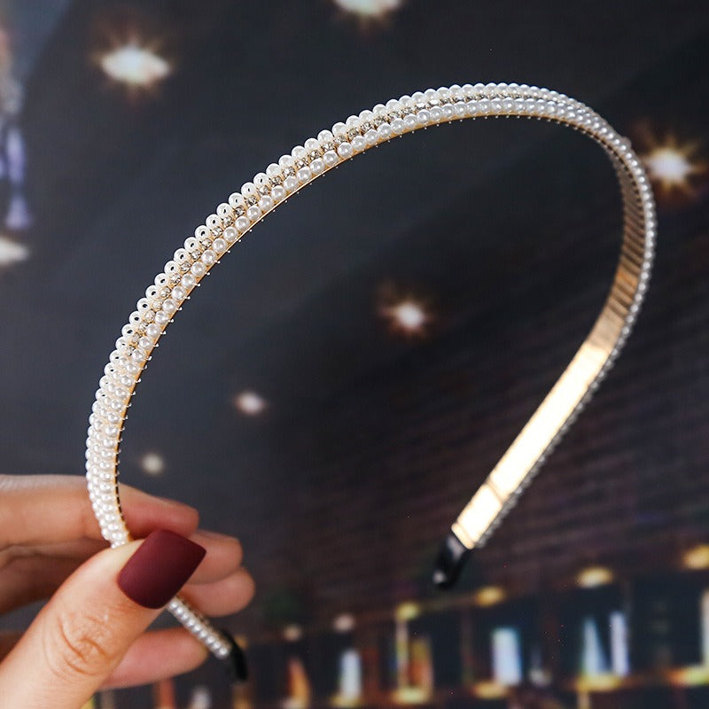 Bride's Hair Accessories Women's Handwoven Knotty Pearl Headband Japanese Korean Headdress Bow Hair Clip Crown Headband