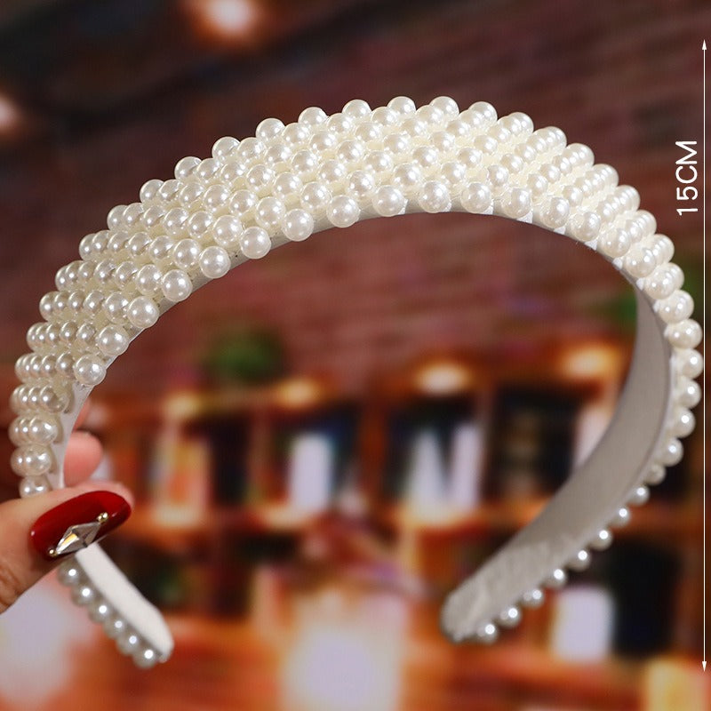 Bride's Hair Accessories Women's Handwoven Knotty Pearl Headband Japanese Korean Headdress Bow Hair Clip Crown Headband