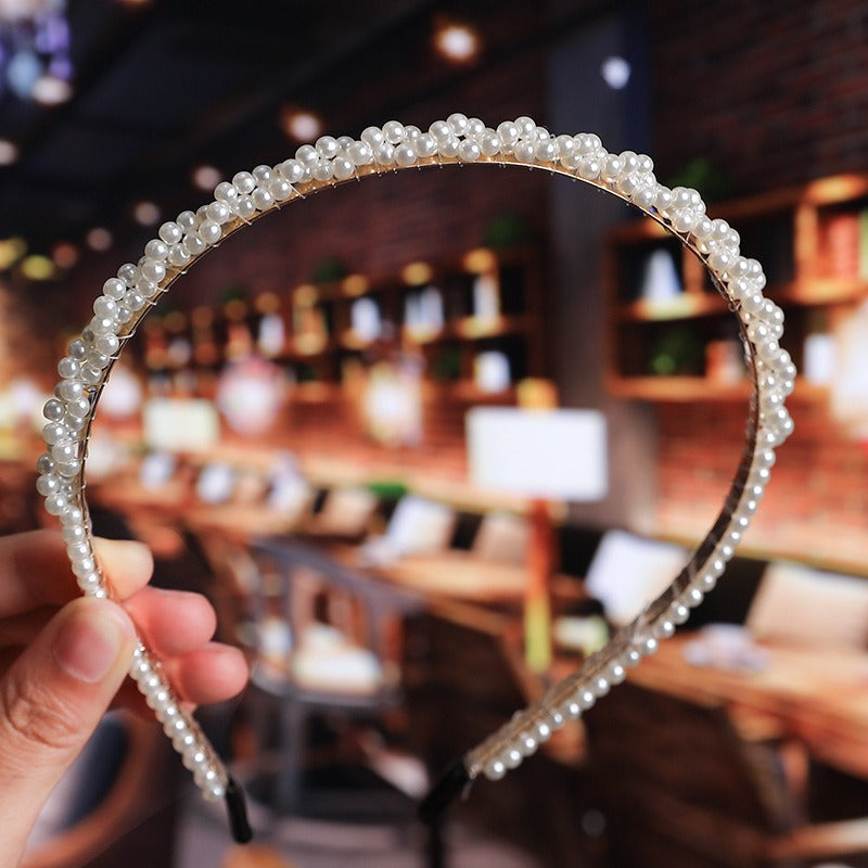 Bride's Hair Accessories Women's Handwoven Knotty Pearl Headband Japanese Korean Headdress Bow Hair Clip Crown Headband
