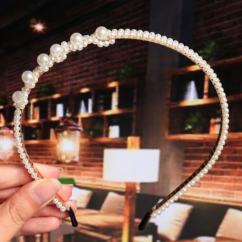 Bride's Hair Accessories Women's Handwoven Knotty Pearl Headband Japanese Korean Headdress Bow Hair Clip Crown Headband