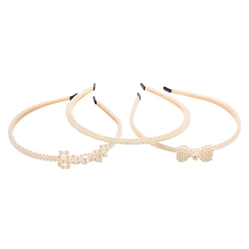 Bride's Hair Accessories Women's Handwoven Knotty Pearl Headband Japanese Korean Headdress Bow Hair Clip Crown Headband