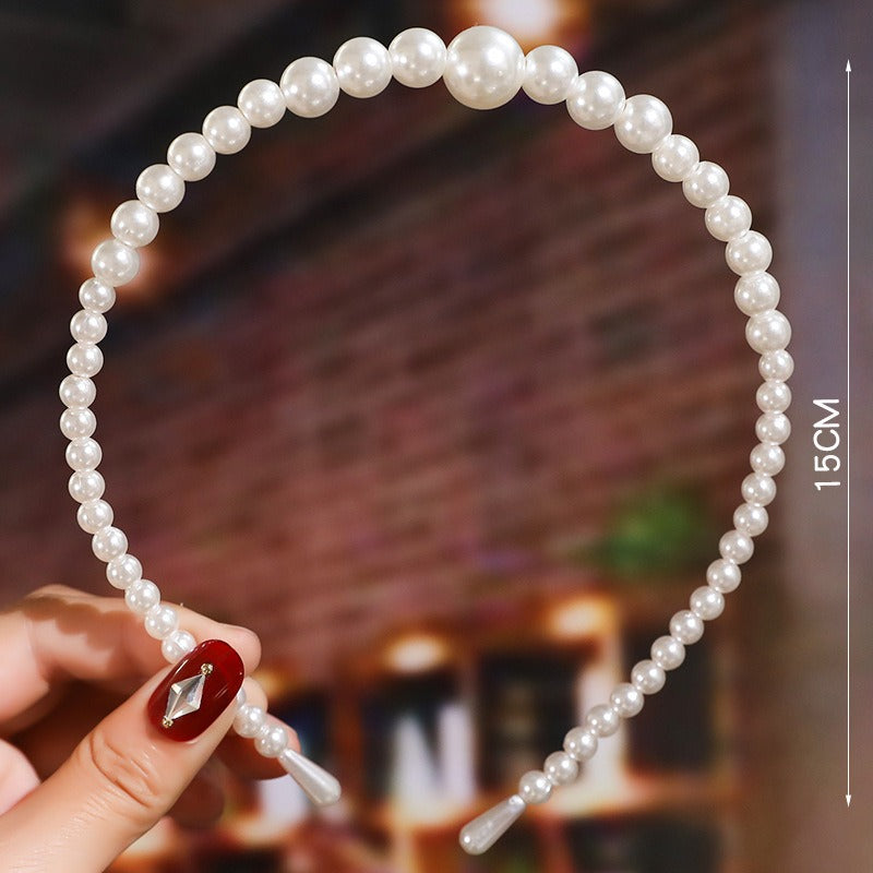 Bride's Hair Accessories Women's Handwoven Knotty Pearl Headband Japanese Korean Headdress Bow Hair Clip Crown Headband