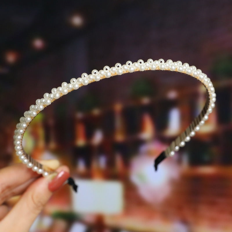 Bride's Hair Accessories Women's Handwoven Knotty Pearl Headband Japanese Korean Headdress Bow Hair Clip Crown Headband