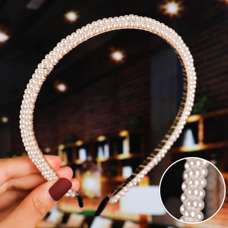 Bride's Hair Accessories Women's Handwoven Knotty Pearl Headband Japanese Korean Headdress Bow Hair Clip Crown Headband