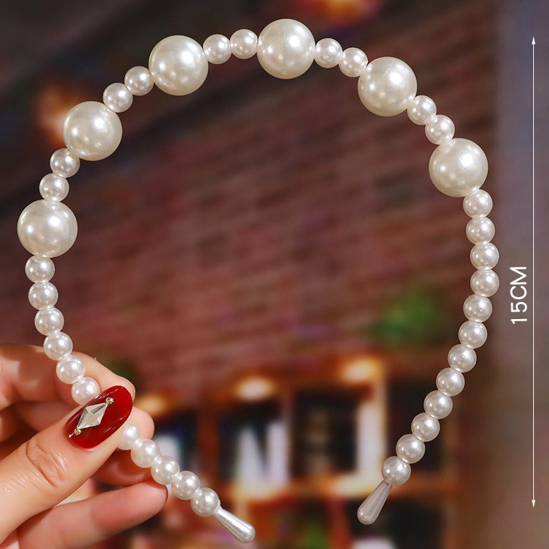 Bride's Hair Accessories Women's Handwoven Knotty Pearl Headband Japanese Korean Headdress Bow Hair Clip Crown Headband
