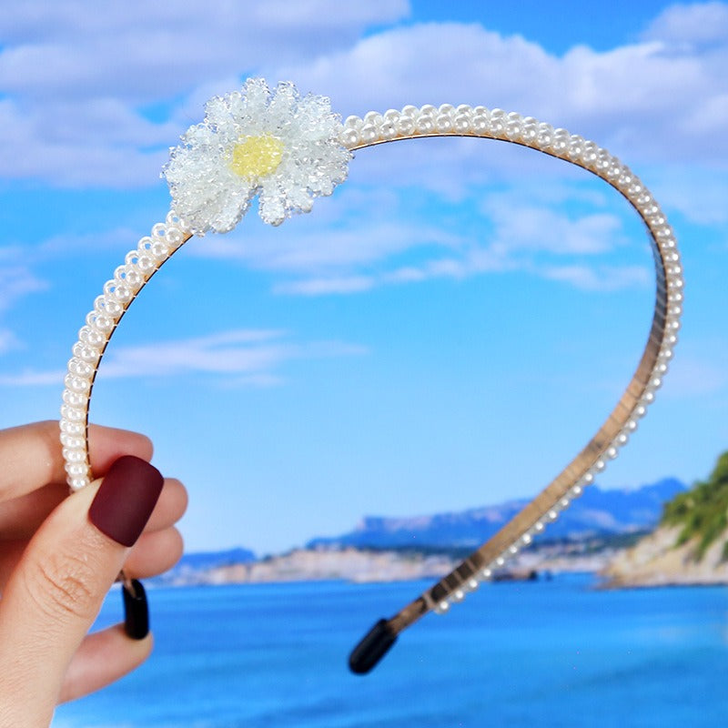 Bride's Hair Accessories Women's Handwoven Knotty Pearl Headband Japanese Korean Headdress Bow Hair Clip Crown Headband