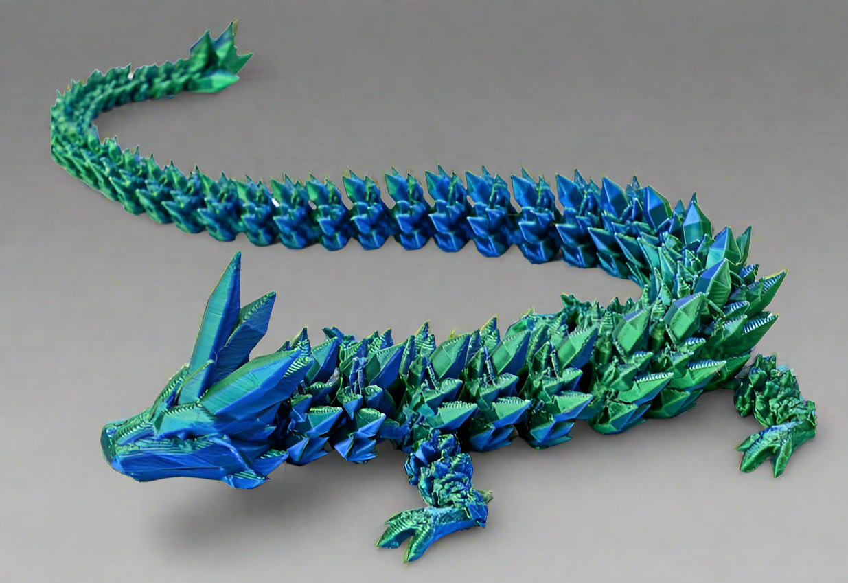 CRYSTAL DRAGON - 12 inch articulated sci-fi animal figure 3dprinted using highest quality and eco friendly materials.