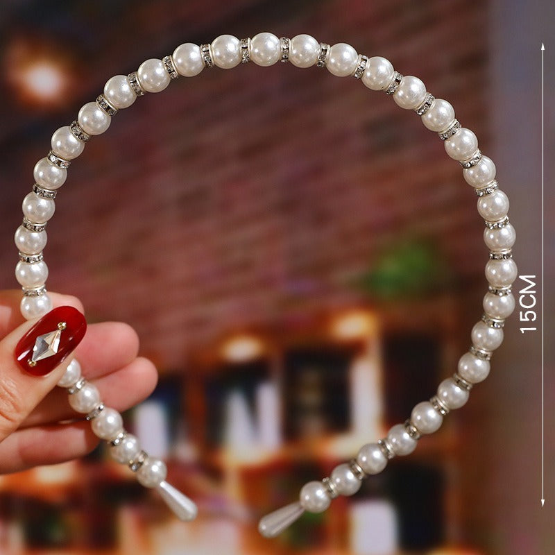 Bride's Hair Accessories Women's Handwoven Knotty Pearl Headband Japanese Korean Headdress Bow Hair Clip Crown Headband