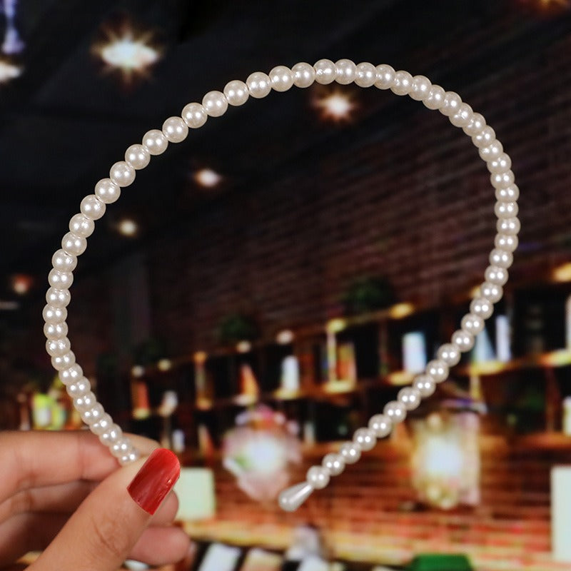 Bride's Hair Accessories Women's Handwoven Knotty Pearl Headband Japanese Korean Headdress Bow Hair Clip Crown Headband
