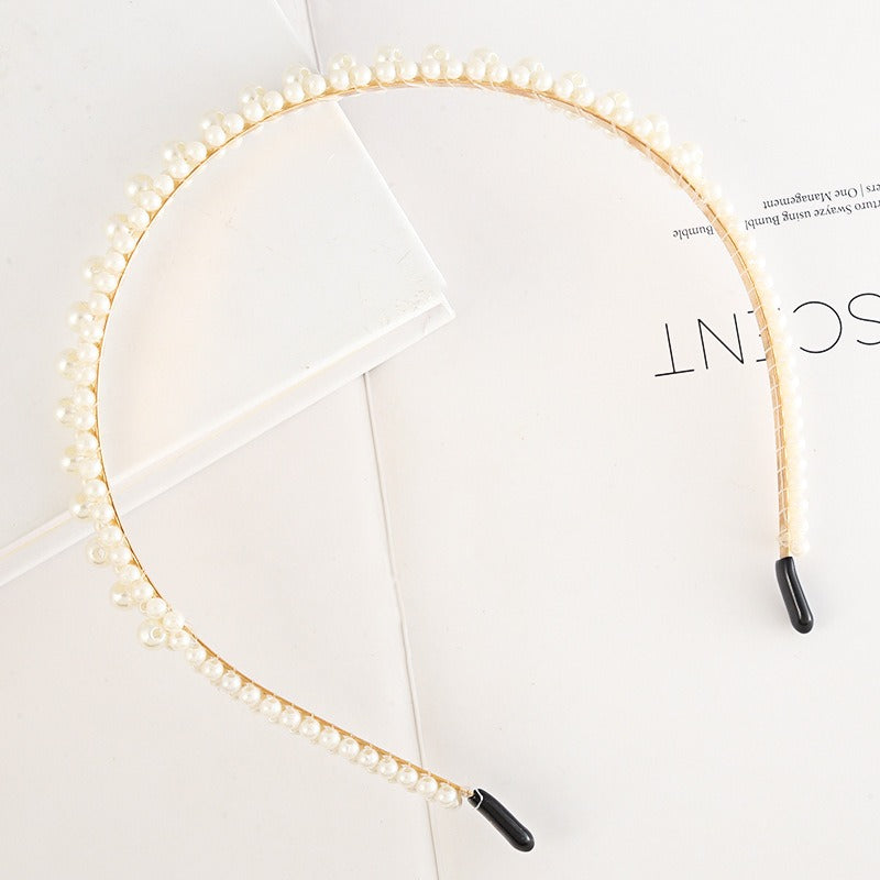 Bride's Hair Accessories Women's Handwoven Knotty Pearl Headband Japanese Korean Headdress Bow Hair Clip Crown Headband
