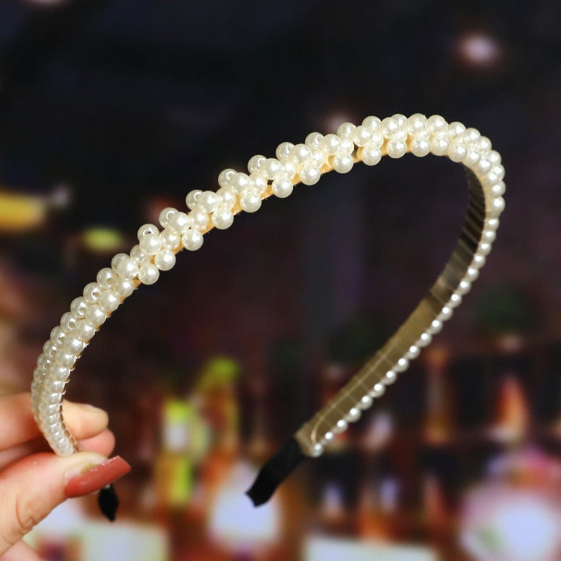 Bride's Hair Accessories Women's Handwoven Knotty Pearl Headband Japanese Korean Headdress Bow Hair Clip Crown Headband