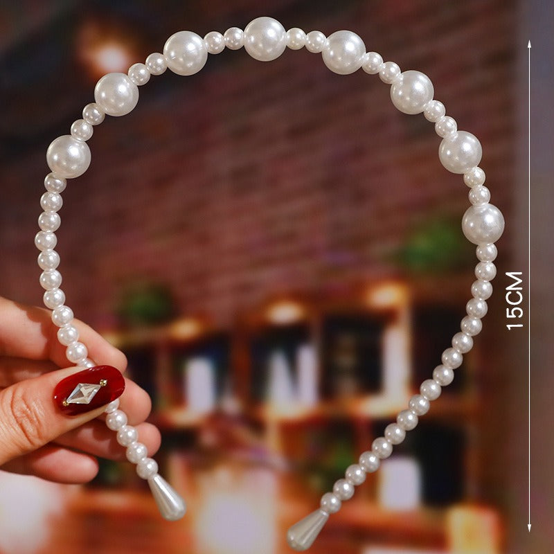 Bride's Hair Accessories Women's Handwoven Knotty Pearl Headband Japanese Korean Headdress Bow Hair Clip Crown Headband