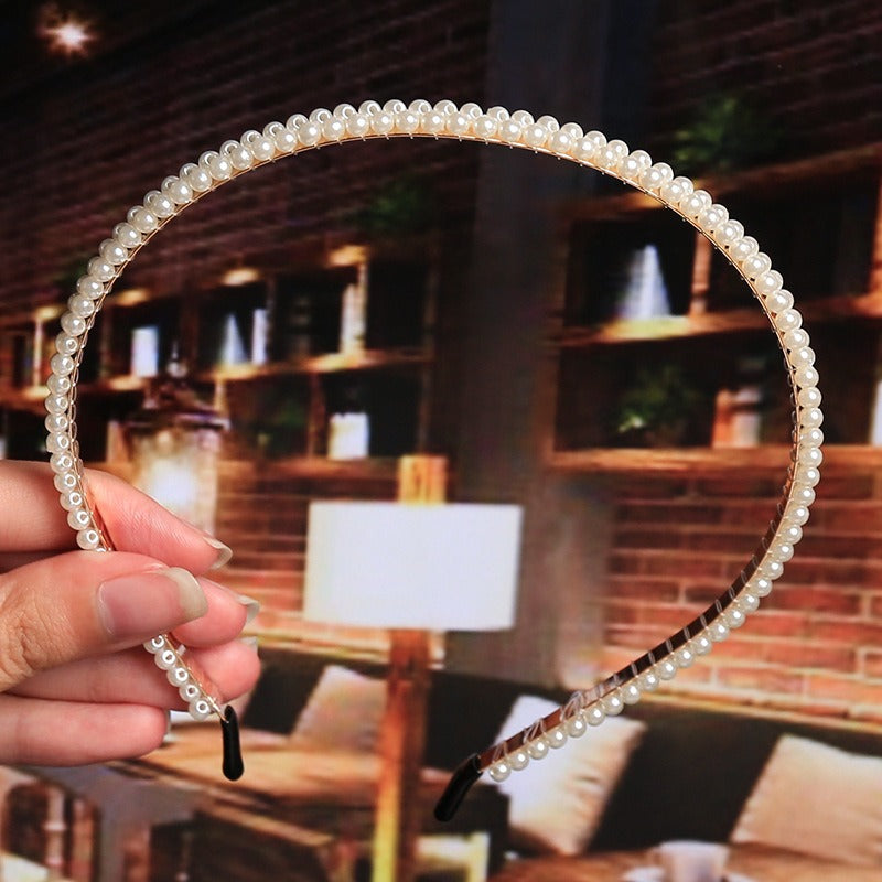 Bride's Hair Accessories Women's Handwoven Knotty Pearl Headband Japanese Korean Headdress Bow Hair Clip Crown Headband